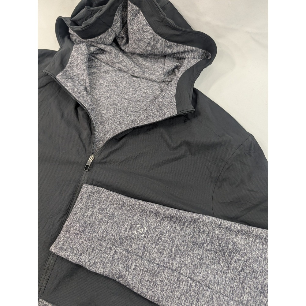 Lululemon Surge Warm Hoodie Mens Large Heathered‎ Black Gray Full Zip Jacket
